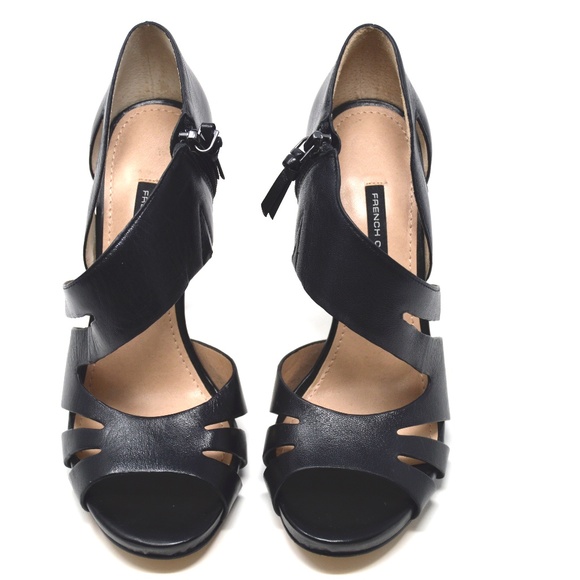 [French Connection] Black Cut Out Leather Heels - Picture 4 of 6